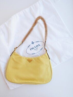 Authentic Preowned Prada Nylon Yellow Shoulder Bag